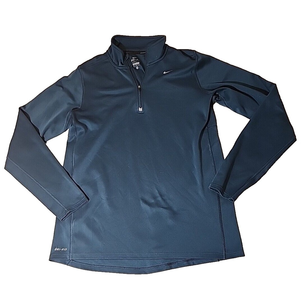 NIKE Shirt Mens Medium Therma-FIT Victory  Golfing Performance Quarter Zip Blue‎